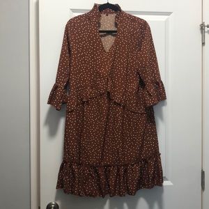 Women’s V Neck Ruffle Polka Dot Dress